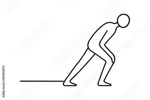 Minimalist linear running person preparing to sprint icon