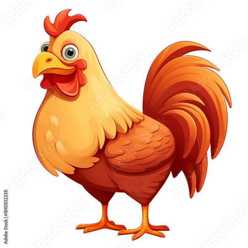 Cheerful Chicken Cartoon Character Vector Illustration