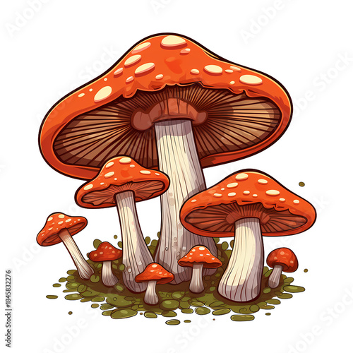 Detailed Fungus Spores Vector Illustration