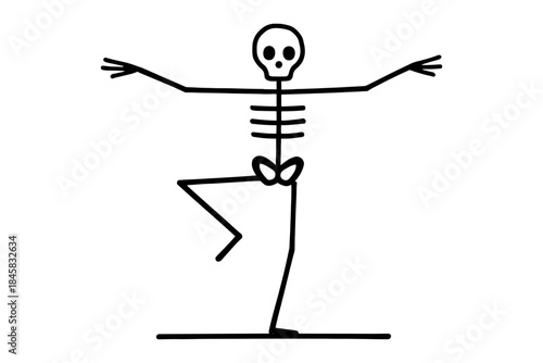 Minimalistic skeleton in dance pose: fun and playful halloween design