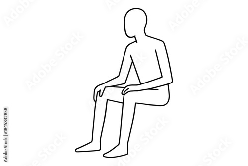 Minimalist linear design of a person sitting calmly on a stool