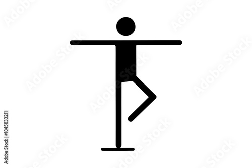 Abstract silhouette of a balancing figure performing artistic gymnastics