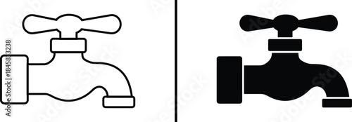 Water tap faucet icon for plumbing home repair and water conservation
