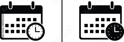 Scheduling and Time Management Icon. Calendar, Appointment, and Clock Symbol Vector