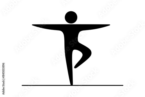 Minimalist silhouette of a dancing figure in a balancing pose