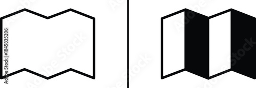 Folded Map Icon. Geography, Navigation, Directions, and Travel Vector