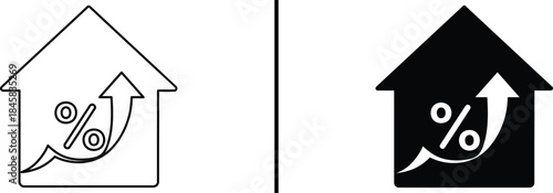 Rising Real Estate Prices Icon. Mortgage Interest, Growth, and Housing Vector