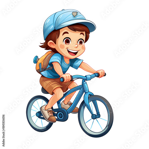 Child Cycling in White Background Illustration