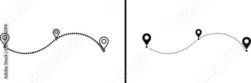 Multi-Stop Route Icon. Three Point Journey, Travel Path, Itinerary, and Map Vector