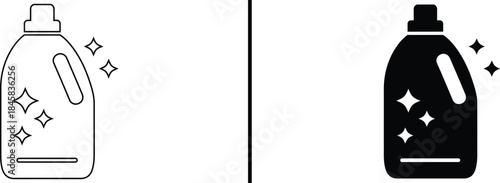 Cleaning Product Bottle Icon. Detergent, Shine, Sparkle, Clean, and Household Vector