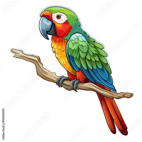 Vibrant Parrot Perched on Tree Branch
