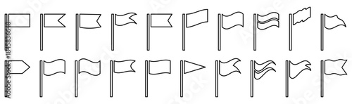 Set of line art flag icons
