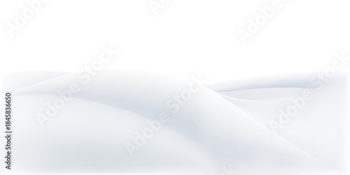 Soft winter snowdrift background with smooth 3D shapes and light gradients. Realistic frozen landscape for holiday designs, posters, winter scenes, greeting cards and seasonal illustrations.