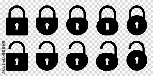 Set of lock and unlock icons