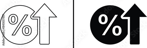 Percentage Increase Icon. Rate Up, Financial Growth, and Upward Trend Vector