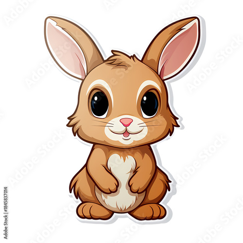Brown rabbit sticker template isolated illustration
