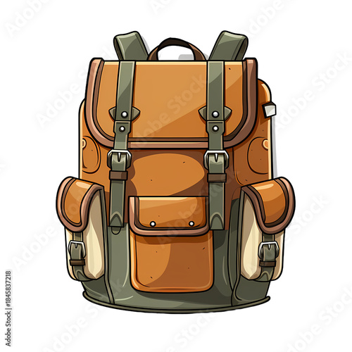 Vintage Backpack Sticker Template Illustration