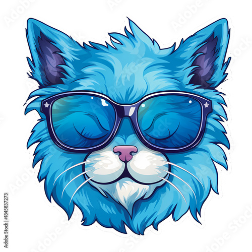 Blue Glasses Sticker Template Vector Illustration