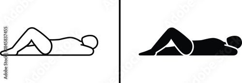 Physical Therapy Icon. Relaxation Pose, Stretching, and Reclining Exercise Vector