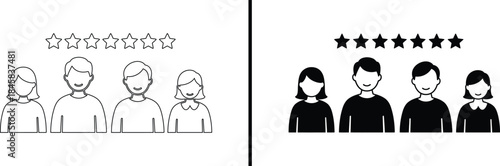 Five Star Customer Review Icon. Client Satisfaction and High Quality Service Vector