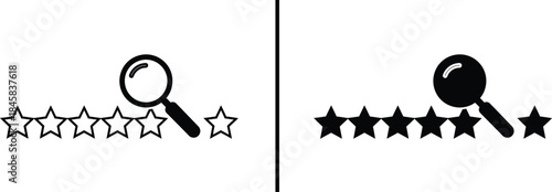 Star Rating Search Icon. Quality Review, Feedback Inspection, and Service Vector