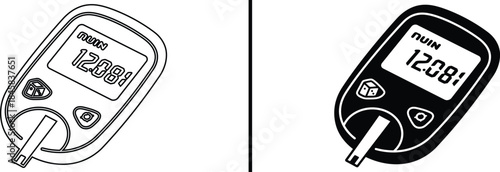 Glucose Meter Icon. Blood Sugar Monitor, Diabetes Test, Health Tracking, and Care Vector