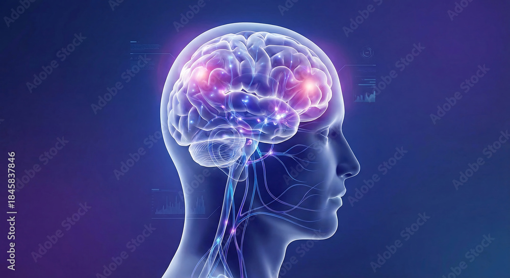 Obraz premium A vivid illustration of human brain activity and the complex nervous system