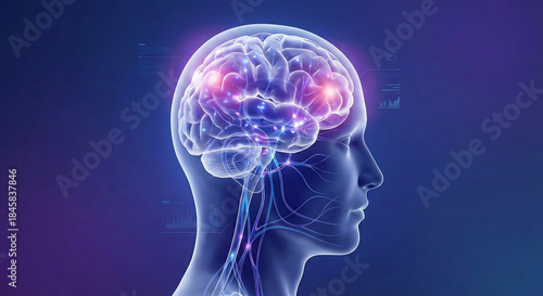 Wallpaper Mural A vivid illustration of human brain activity and the complex nervous system Torontodigital.ca