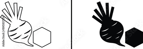 Sugar Beet Icon. Natural Sweetener, Root Vegetable, Agricultural Ingredient, and Cube Vector
