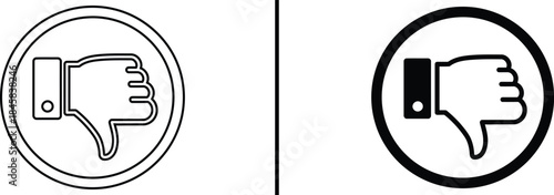 Dislike Icon. Thumbs Down, Negative Feedback, Rejection, and Social Media Vector