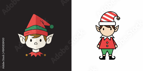 Cute Christmas Elf Characters in Festive Outfits