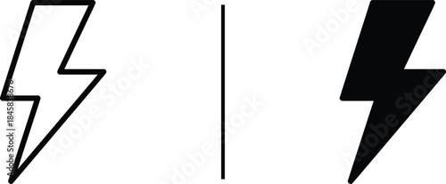 Lightning Bolt Icon. Electricity, Power Flash, Energy, Voltage, and Speed Vector