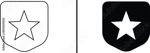 Star Shield Icon. Best Security, Top Rated Protection, Quality, and Badge Vector