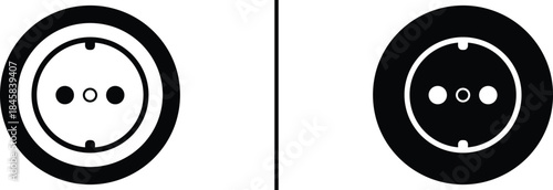 Electrical Socket Icon. 3-Pin Power Outlet, Receptacle, and Grounded Source Vector
