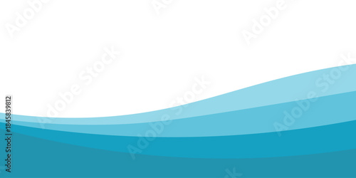 Abstract blue ocean pattern with flowing curves and smooth lines. Modern marine background features horizontal aqua shapes. Fresh summer illustration for design templates.