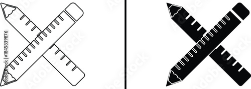 Education Tools Icon. Pencil, Ruler, School, Design, and Measurement Vector