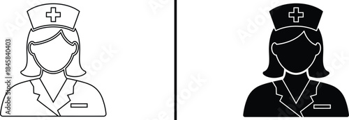 Nurse Icon. Female Medical Staff, Healthcare Worker, Hospital, and Aid Vector