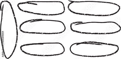 A sketch of six oval shapes and one elongated oval shape