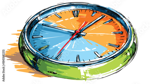 Unique Clock with Blue, Orange, Green Face & Red Second Hand for Modern Design Concepts