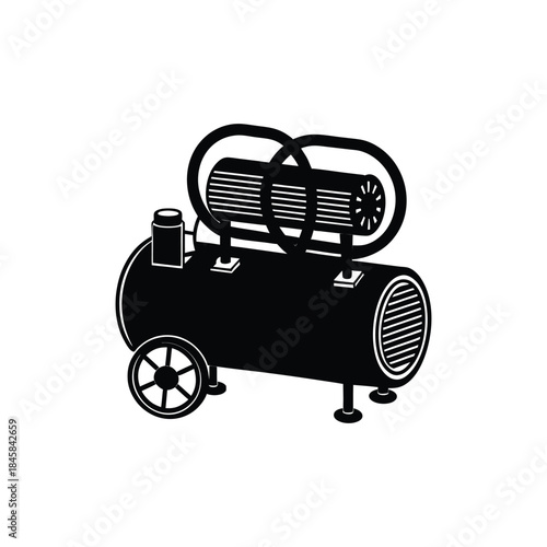 Industrial air compressor machine icon showing heavy duty equipment design vector