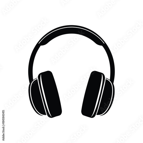Professional studio headphones logo clean monochrome audio concept vector art
