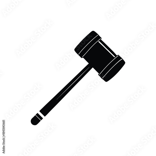 Black Judge Gavel Icon Symbol Justice Law Court Graphic Vector