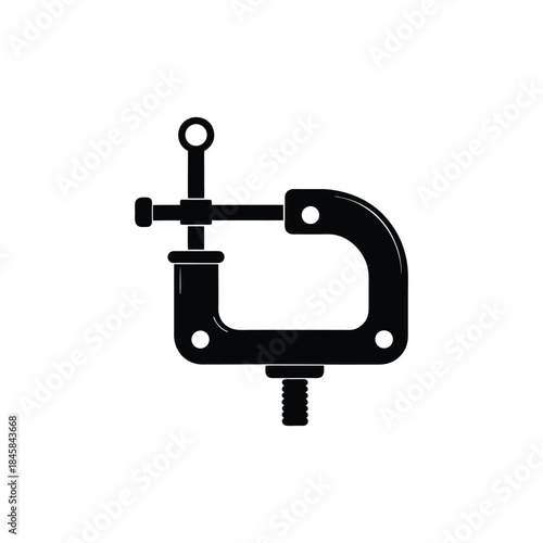C clamp mechanical tool icon isolated black vector