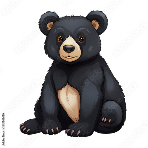 Playful Black Bear Cartoon Character Illustration