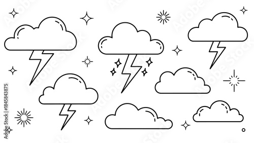 Celestial Fury: An illustration captures the raw power of nature. Embellished with clouds and lightning. Expressing the dynamic interplay of storm elements.