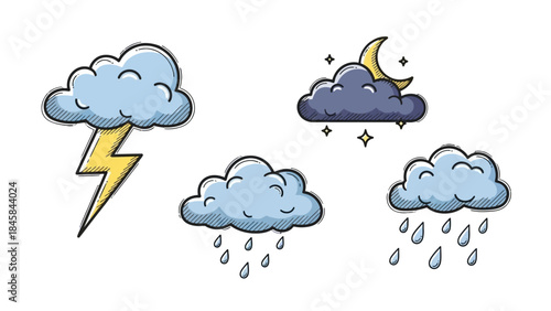 Cloudy Weather: Capturing a variety of weather conditions, including rain, lightning, clouds, and night scenes.
