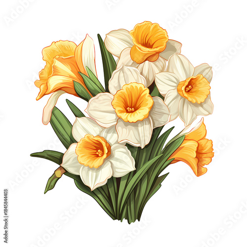 Elegant Narcissus Flowers on White Background