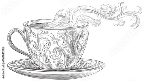 Charming Espresso Cup with Whimsical Steam Vector Illustration