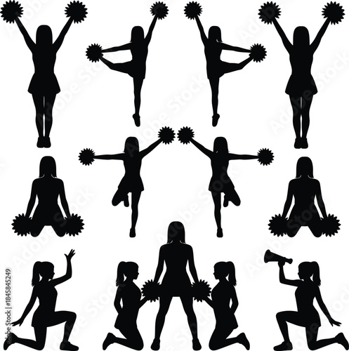 Cheerleader poses silhouette collection
