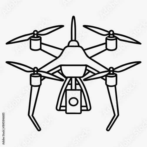 Drone line art White background illustration Generative Ai